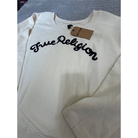 True Religion Womens L Cream Sweatshirt Casual Long Sleeve Soft Cozy Comfy Y2K - Picture 5 of 16